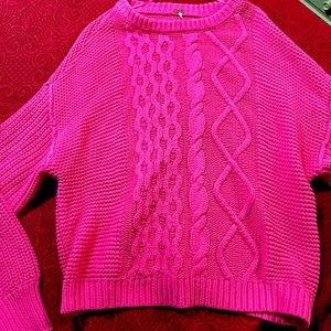 Hot pink baggy sleeve sweater